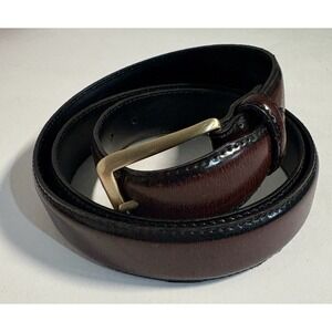 Mens Burnished Leather Belt brown Gold Tone Buckle  42 Classic Work
